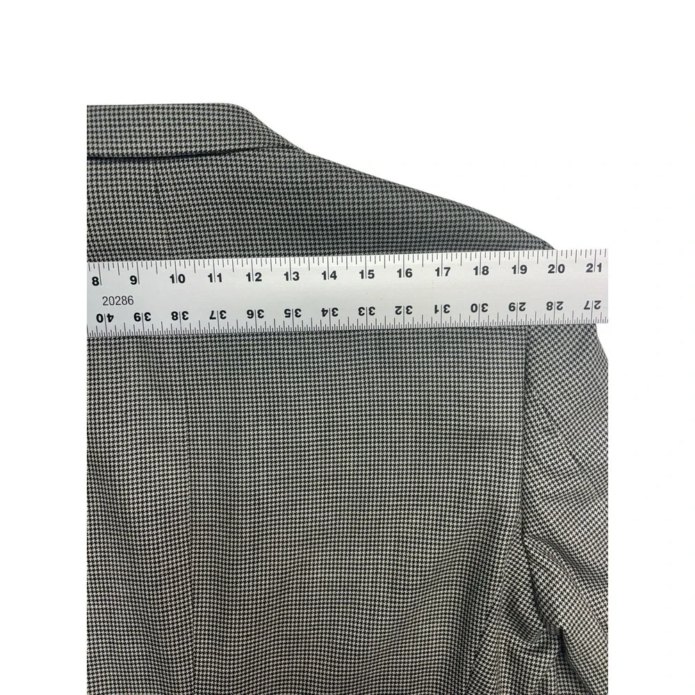Ralph Lauren 43R Black White Houndstooth Silk Wool Blazer Jacket Sport Suit Coat